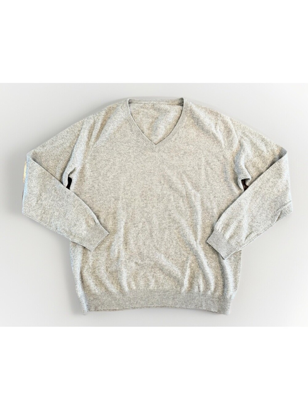 Woolovers Merino Wool Cashmere V Neck Sweater Men’s Large Tan Beige